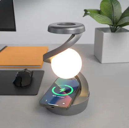 rotating Lunar Glow Lamp with Wireless Charging